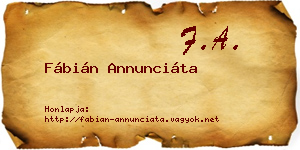 Fábián Annunciáta névjegykártya